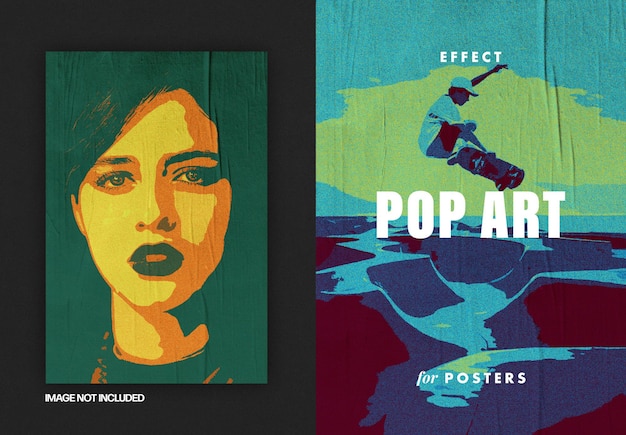 Efecto de foto de póster de arte pop arrugado