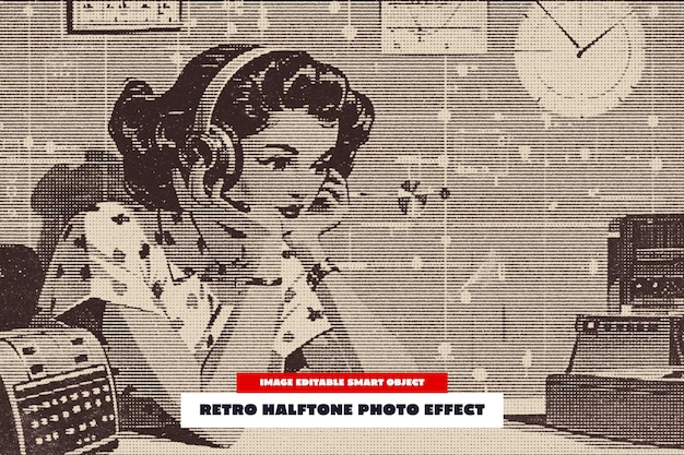 Efecto de foto de semitono retro