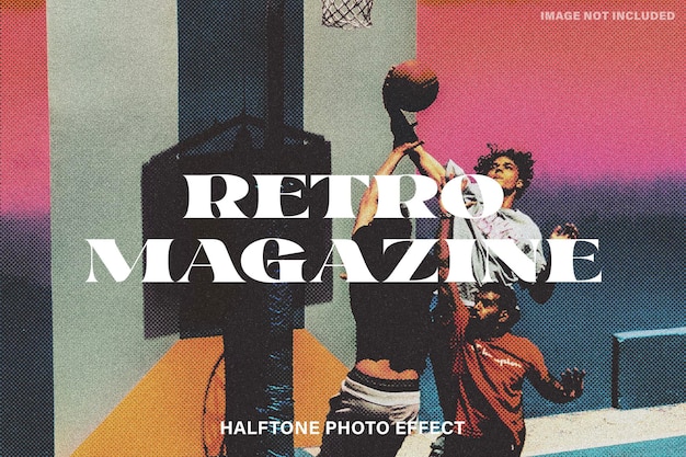 Efecto de foto de semitono de revista retro