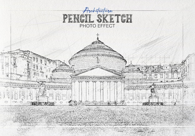 efecto de fotografía de boceto de arquitectura