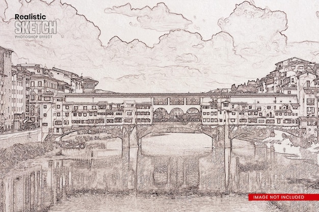 Efecto de fotografía realista con dibujos a lápiz