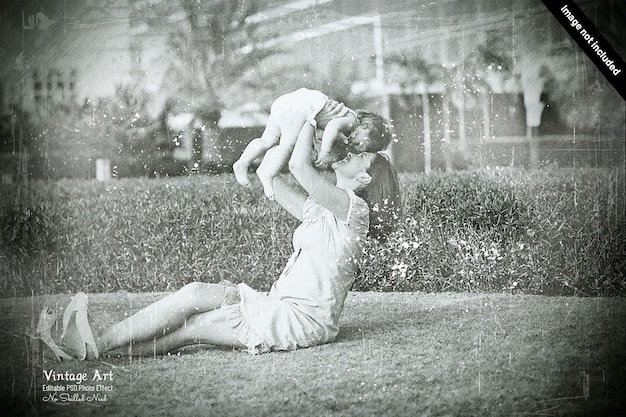 PSD efecto de fotografía vintage desvanecido