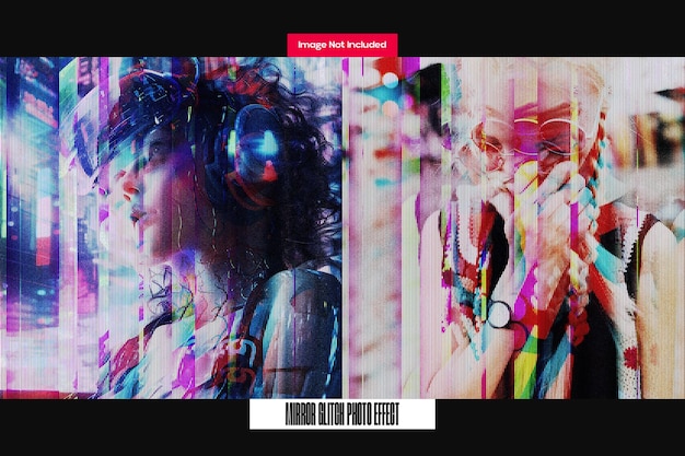 Efecto fotográfico de 15glitch de espejo para el cuadrado