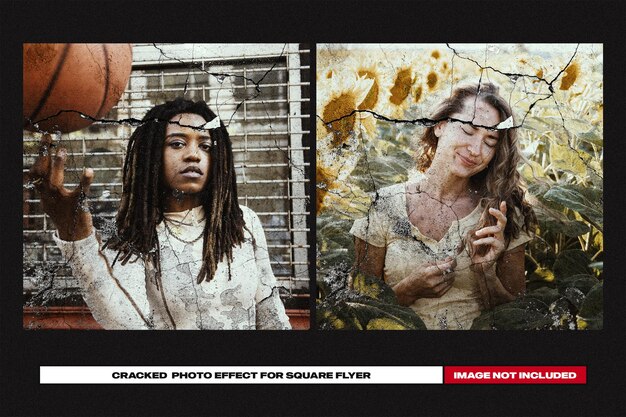 Efecto fotográfico agrietado para el cuadrado