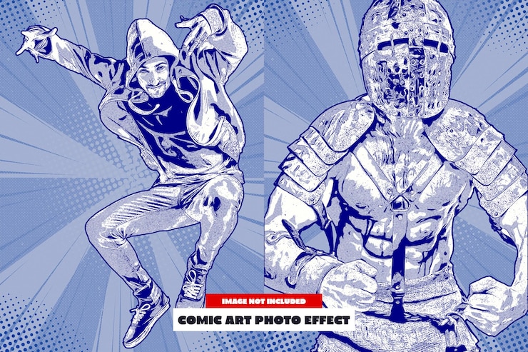 PSD efecto fotográfico de arte cómico para cartel