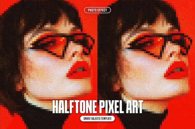 Efecto fotográfico de arte de píxeles de medio tono para póster