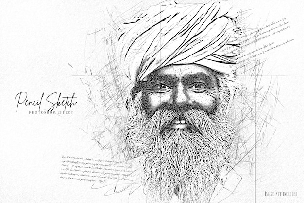 Efecto fotográfico de dibujo a lápiz realista