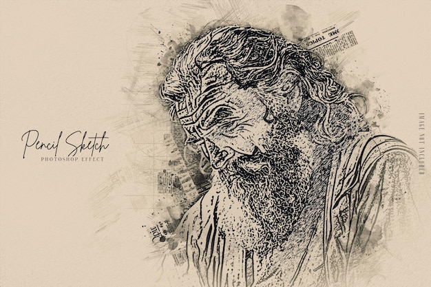 Efecto fotográfico de dibujo a lápiz realista