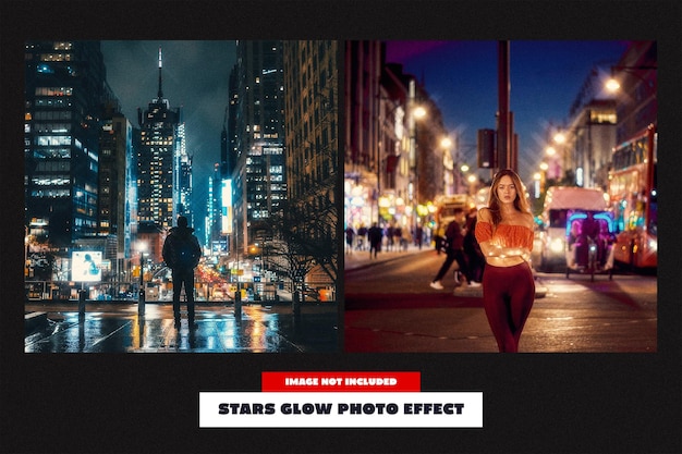 Efecto fotográfico de estrellas brillantes para el cuadrado