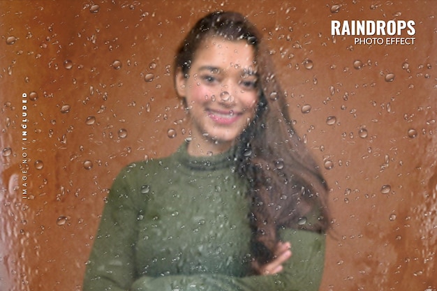 PSD efecto fotográfico de gotas de lluvia y gotas de agua.