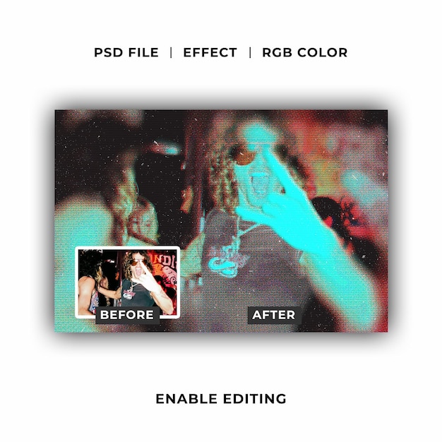 Efecto fotográfico Grunge Retro Glitch