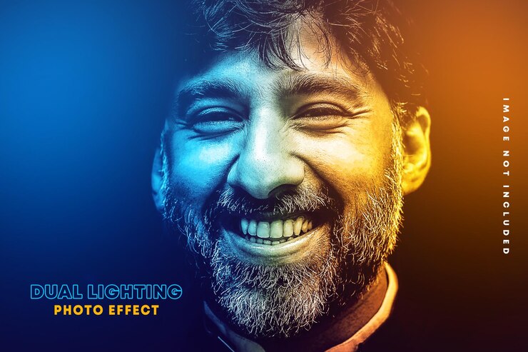 PSD efecto fotográfico de iluminación dual