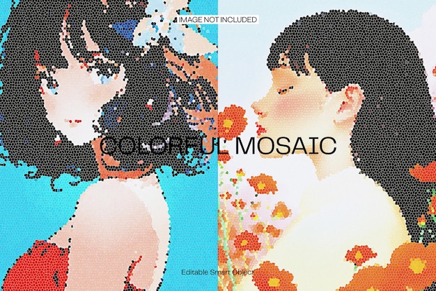 Efecto fotográfico de mosaico colorido para el cartel