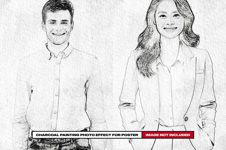 PSD efecto fotográfico de pintura con carbón para cartel