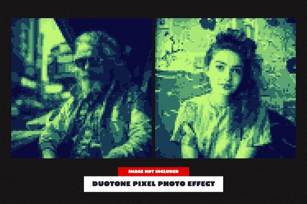 Efecto fotográfico de píxeles Duotone para el cuadrado
