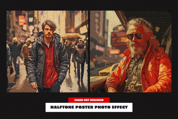 Efecto fotográfico de póster de medio tono para el cuadrado