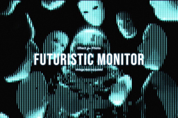 PSD efecto fotográfico retro futurista del monitor de crt