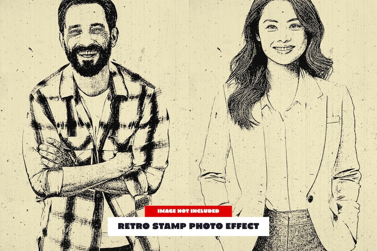 PSD efecto fotográfico de sello retro para cartel