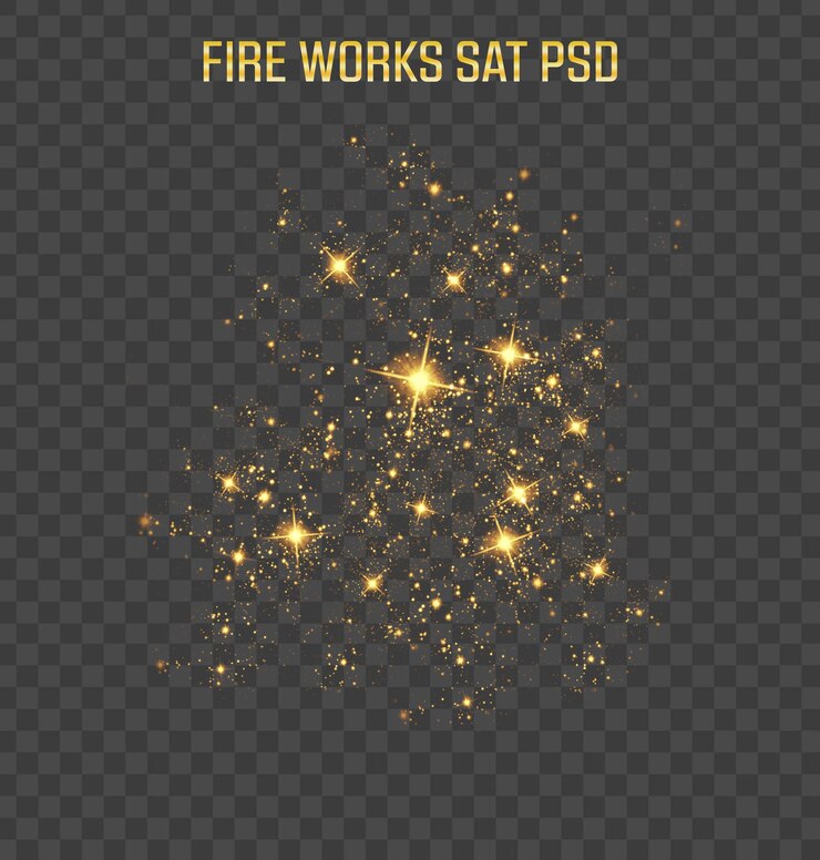 Efecto de fuegos artificiales de brillo dorado superposición de PSD reluciente