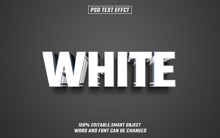 PSD efecto de fuente de texto blanco editable texto 3d para el título