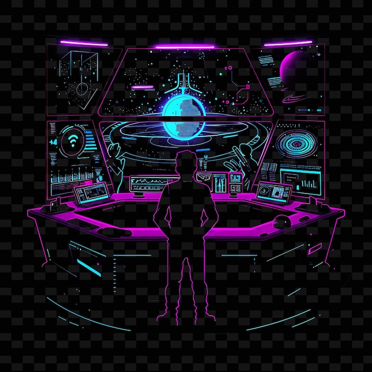 PSD efecto futurista de neón con un candidato en una conferencia de tecnología neon line art city view