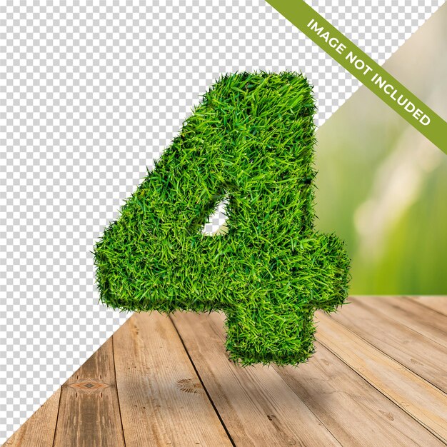 Efecto hierba 3d número 4 con fondo aislado