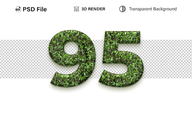 Efecto de hierba número 95 aislado en un fondo transparente