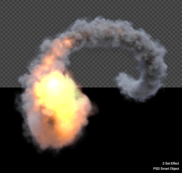 PSD efecto de humo y llama aislado render 3d