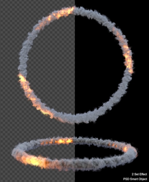 Efecto de humo y llama aislado render 3d