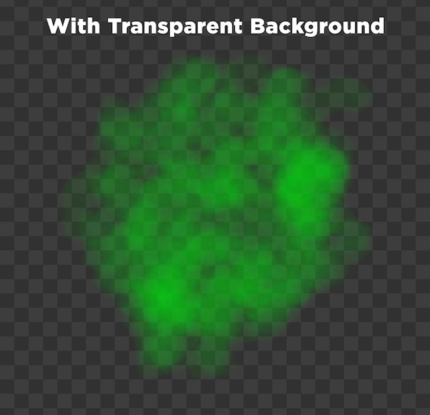 Efecto de humo verde PNG PSD aislado en un fondo transparente