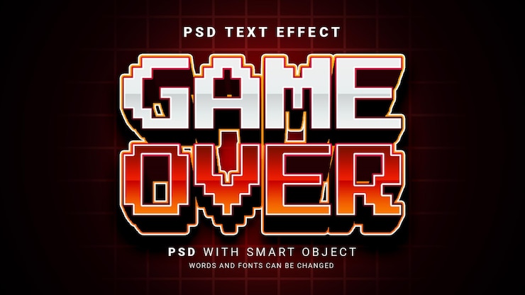 PSD efecto de juego sobre texto