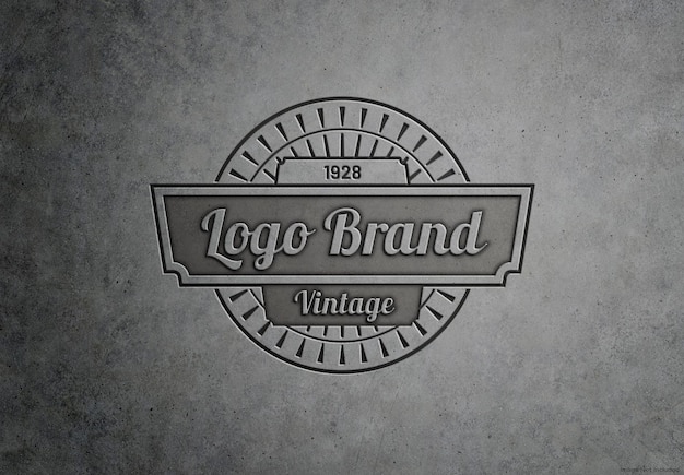 Efecto logo grabado en piedra de hormigón mockup