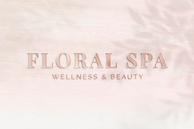 Efecto de logotipo metálico 3d, diseño de oro rosa brillante para psd de negocios de spa