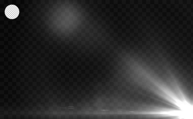 Efecto de luz de chispa brillante de destello de lente. Rayos láser, rayos de luz horizontales. Hermosos destellos de luz.