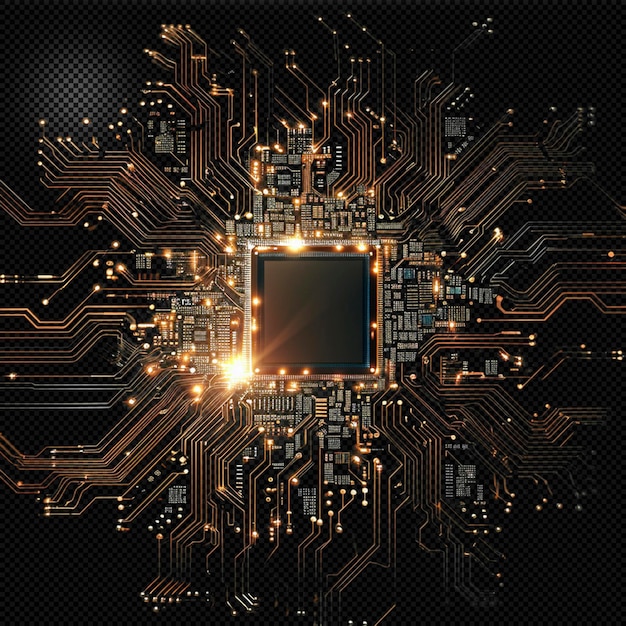 PSD efecto de luz del circuito de la cpu fondo transparente