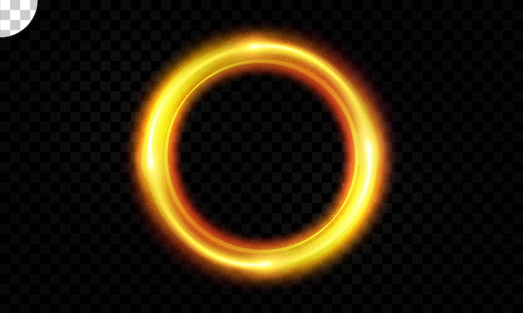 PSD efecto de luz circular sobre fondo transparente.