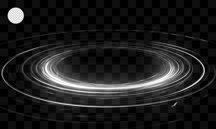 PSD efecto de luz un círculo de luz con un halo sobre un fondo transparente.