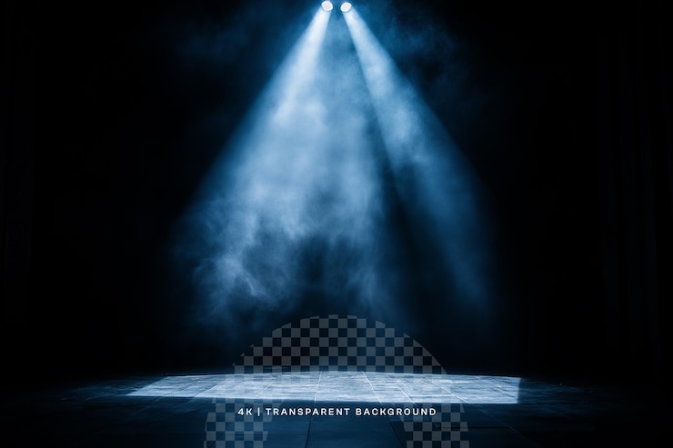 PSD efecto de la luz del escenario de los reflectores en la superposición transparente