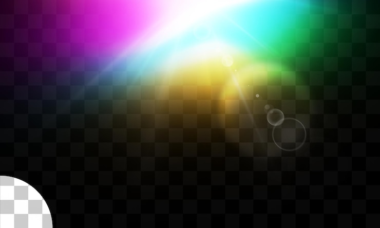 PSD efecto de luz con fondo transparente.