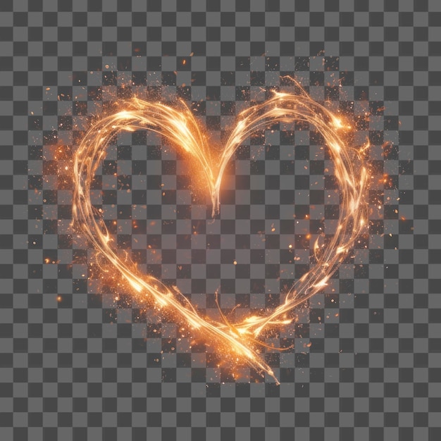 Efecto de luz en forma de corazón ardiente