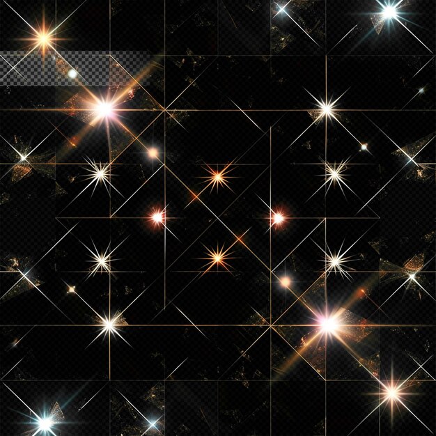 Efecto de luz de galaxia iluminada por estrellas fondo geométrico transparente