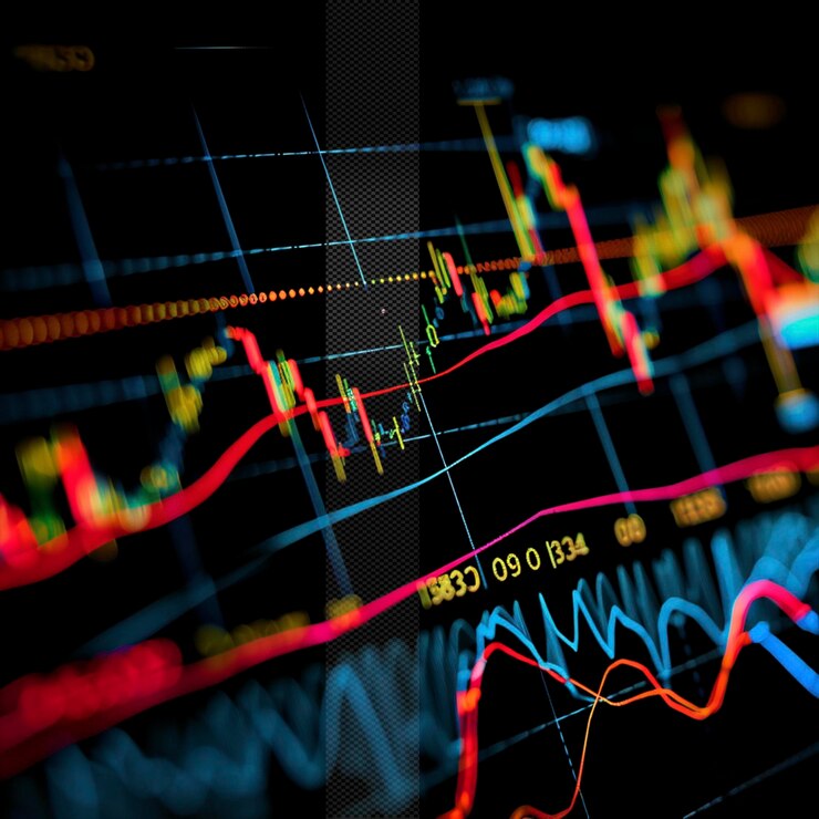 PSD efecto de luz del gráfico de información financiera