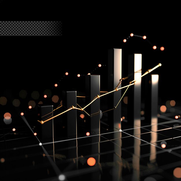 Efecto de luz de información del gráfico de barras fondo transparente