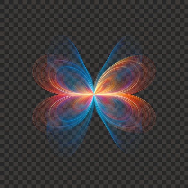 Efecto de luz de mariposa brillante con radiación aislada PNG transparente