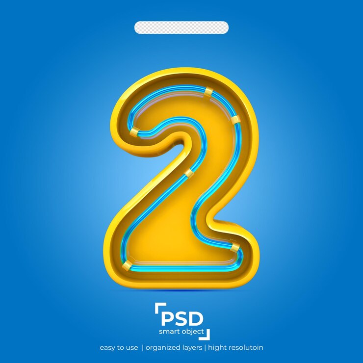 PSD efecto de luz en número 2 3d
