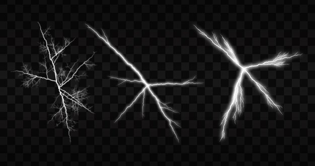 Efecto de luz de rayo sobre fondo transparente.