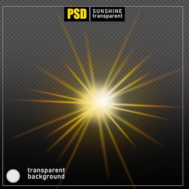 PSD efecto de luz solar psd sobre fondo transparente