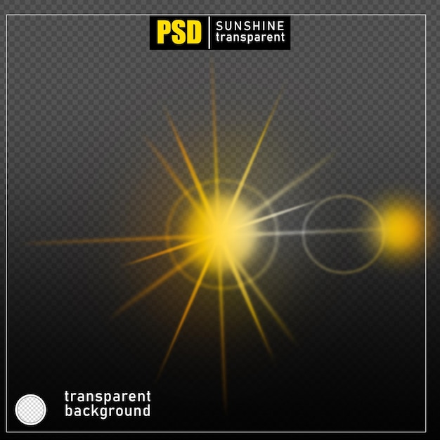 PSD efecto de luz solar psd sobre fondo transparente