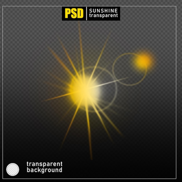 PSD efecto de luz solar psd sobre fondo transparente