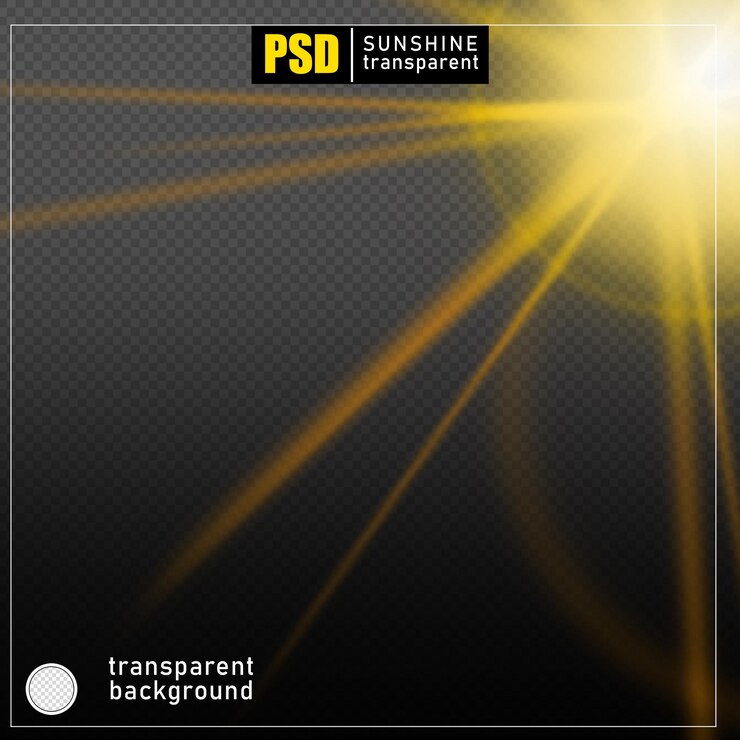 PSD efecto de luz solar psd sobre fondo transparente